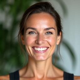 Maria, 45, smiling and healthy